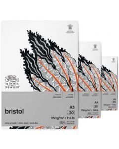 Winsor & Newton Bristol Board - Extra Smooth 250 GSM - Bright White Short Side Glued Pads