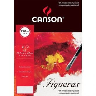 Canson Figueras Oil Paper - Canvas Grain 290 GSM - 29.7 x 42 cm or 11.7 x 16.5'' - Art Folder of 6 Sheets