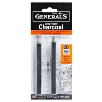 General's Compressed Charcoal Sticks - 2B Hard - Blistercarded