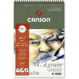 Canson C a' Grain Heavyweight Drawing Paper - Fine Grain 224 GSM A4+ Spiral Pad - 30 Sheets