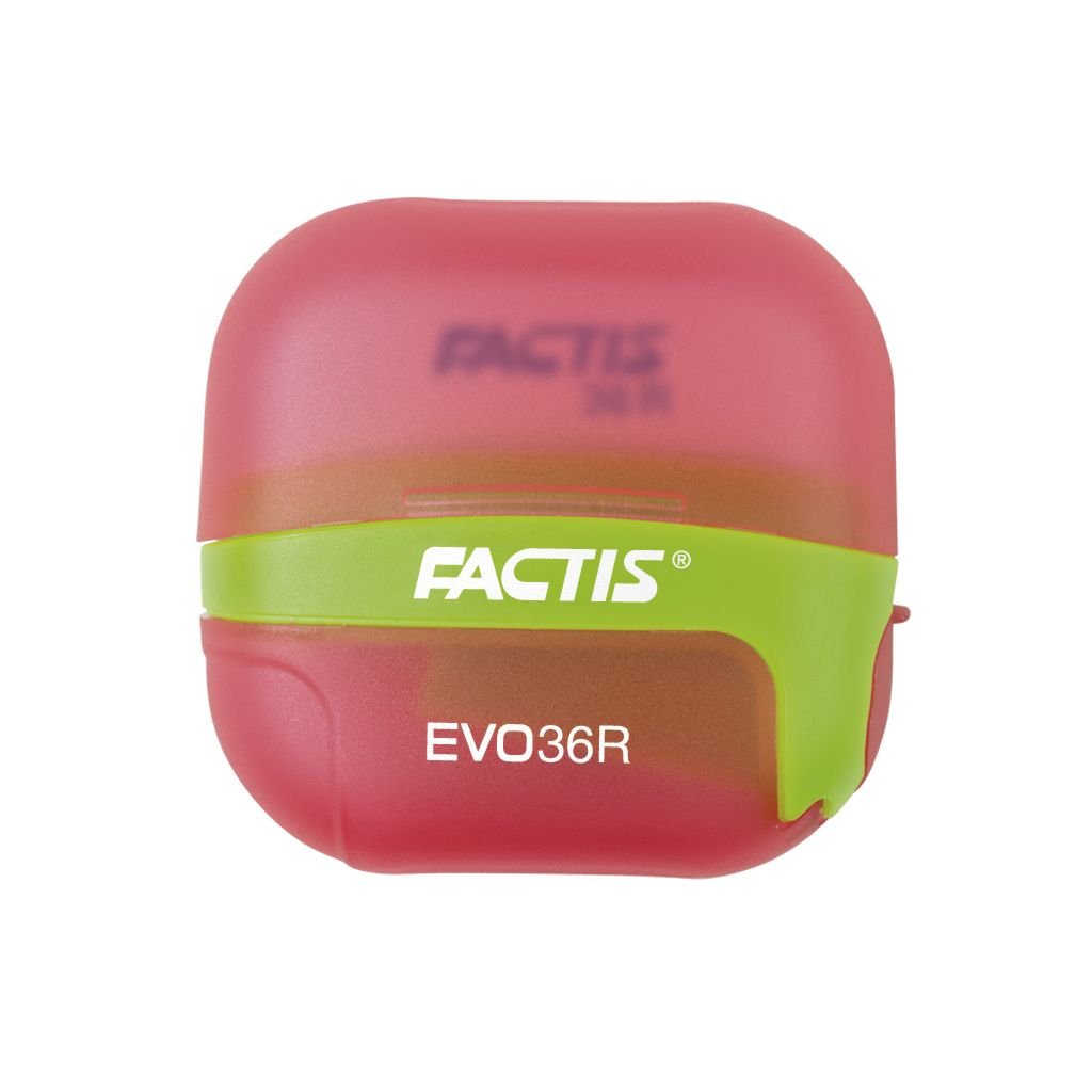 Factis Pencil Sharpener + Eraser - EVO36R - Red