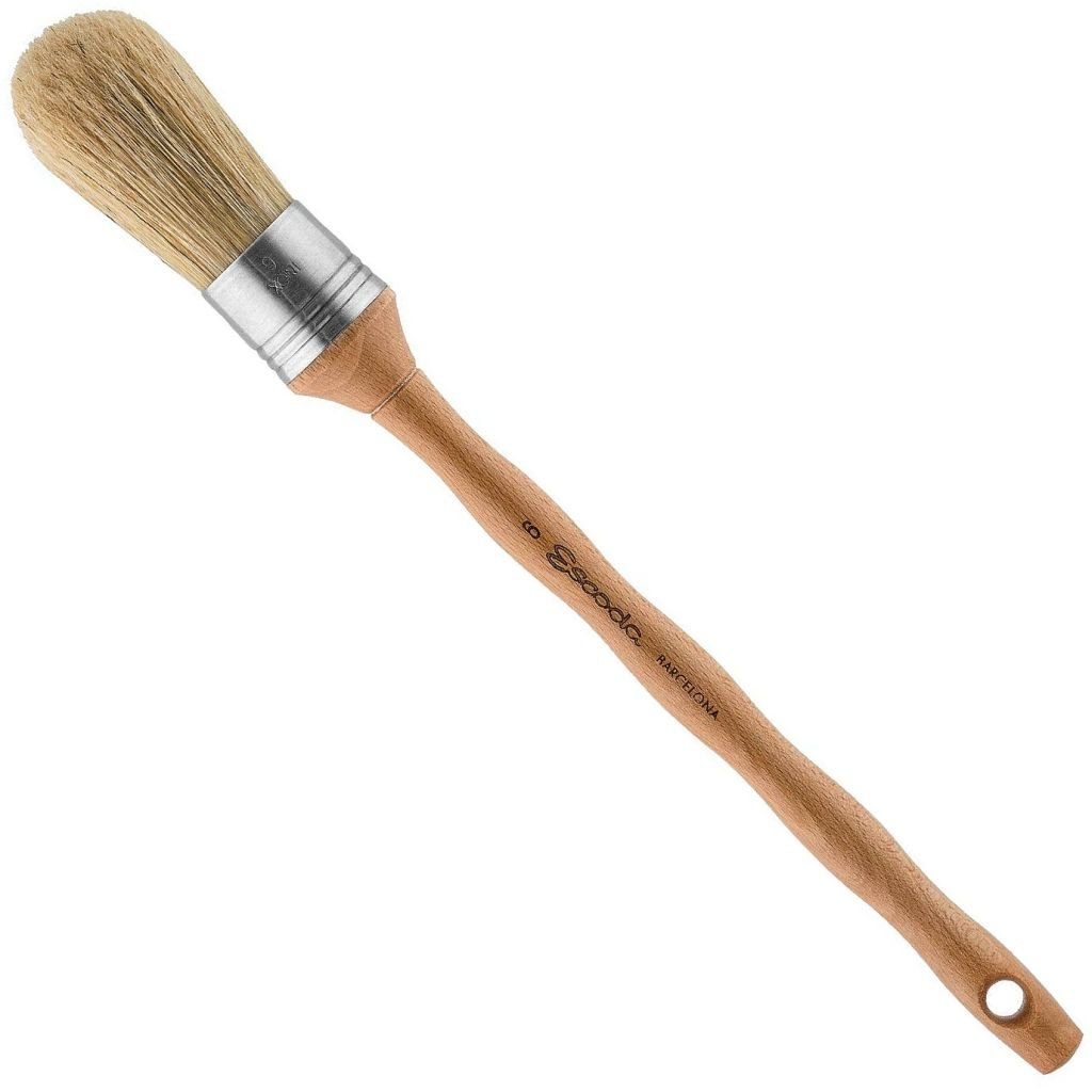 Escoda Natural Chungking Hog Bristle Brush - Series 7500 - Round Domed - Long Handle - Size: 4