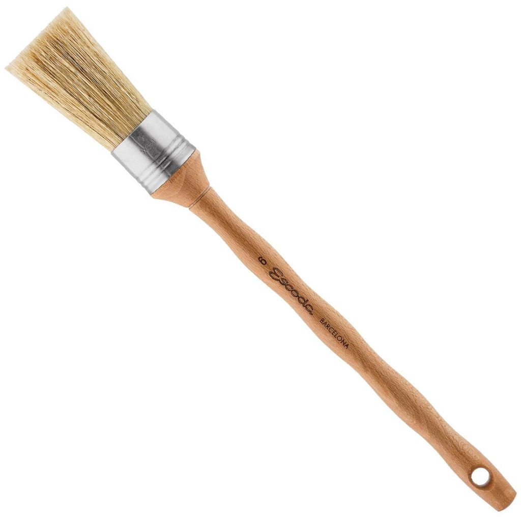 Escoda Natural Chungking Hog Bristle Brush - Series 7700 - Round Square Edge (Stencil) - Long Handle - Size: 2