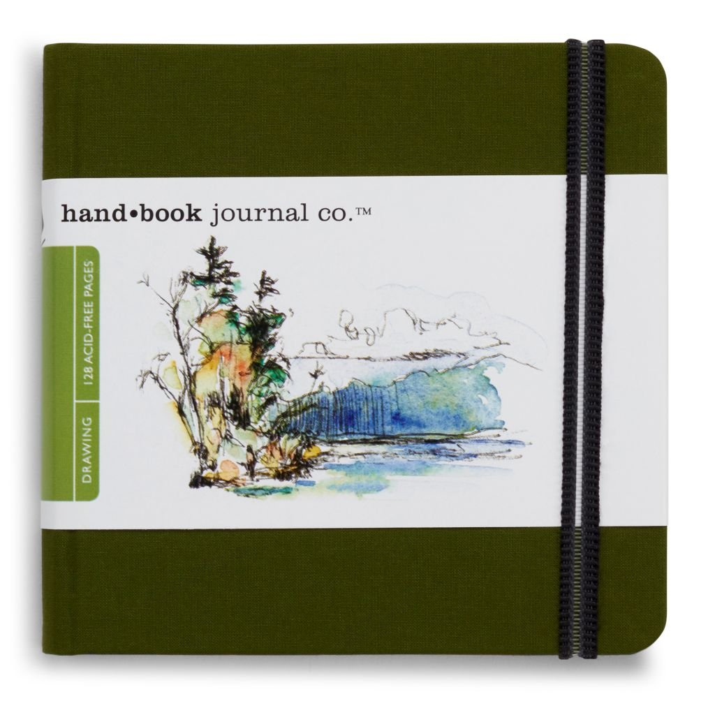 Speedball Hand Book Drawing Journal - Cadmium Green Woven Cloth Cover 140 GSM - 13.97 cm x 13.97 cm or 5.5