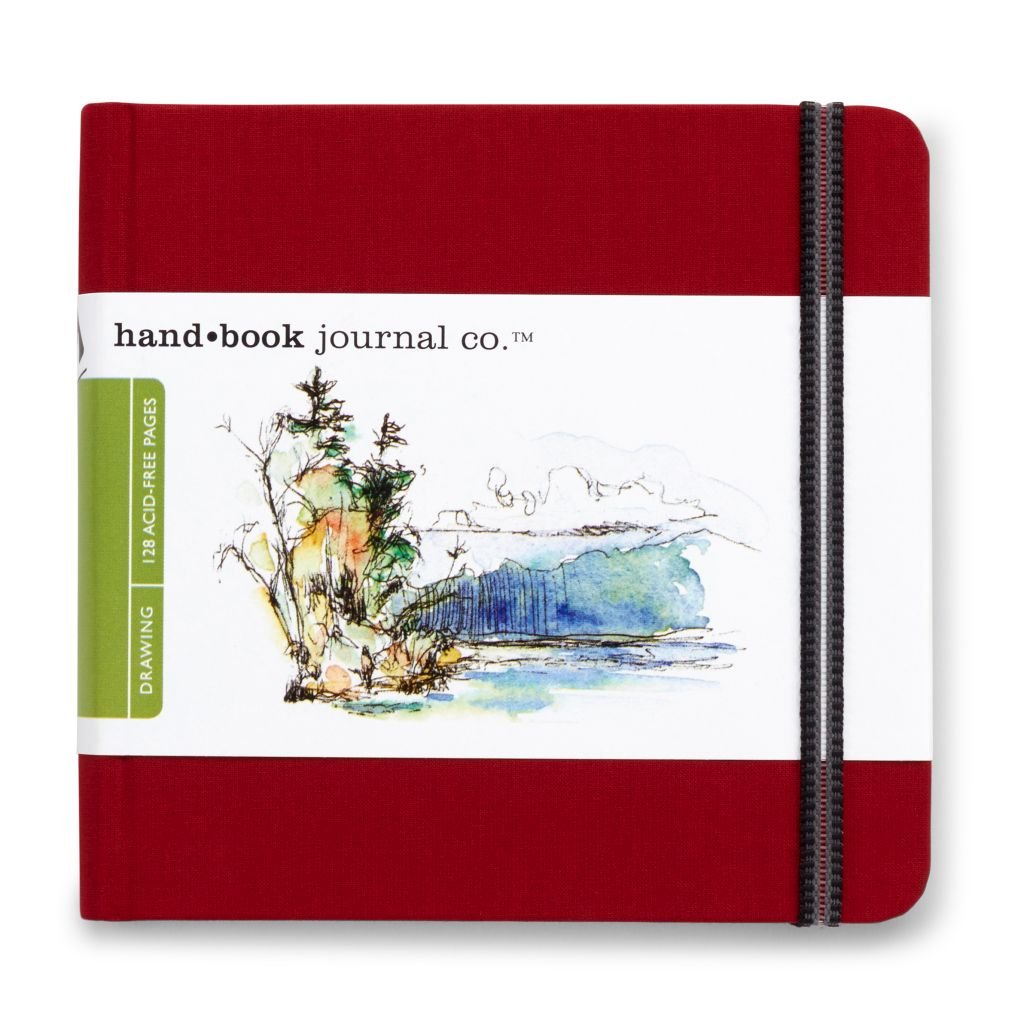 Speedball Hand Book Drawing Journal - Vermilion Red Woven Cloth Cover 140 GSM - 13.97 cm x 13.97 cm or 5.5