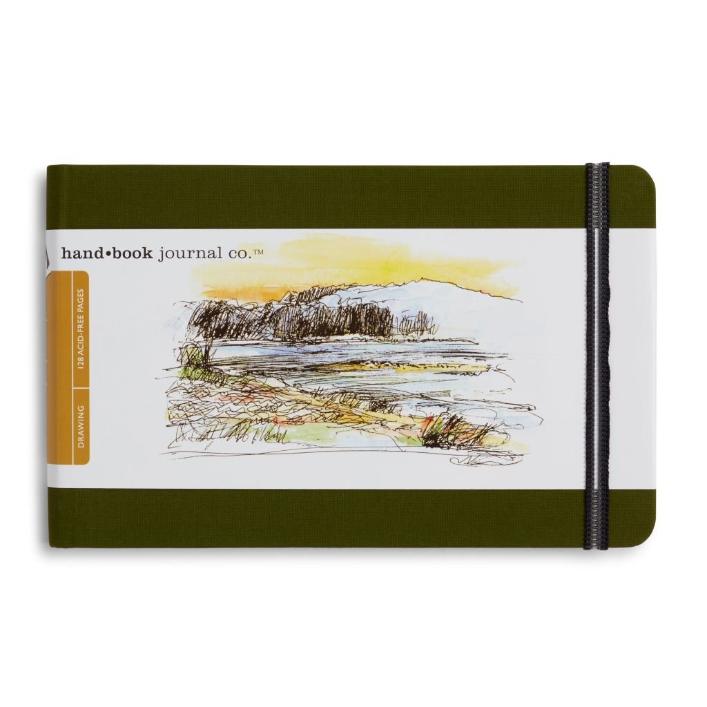 Speedball Hand Book Drawing Journal - Cadmium Green Woven Cloth Cover 140 GSM - 13.97 cm x 20.95 cm or 5.5